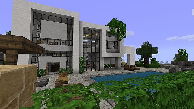 Modern House 2 - View from the backside and pool area.