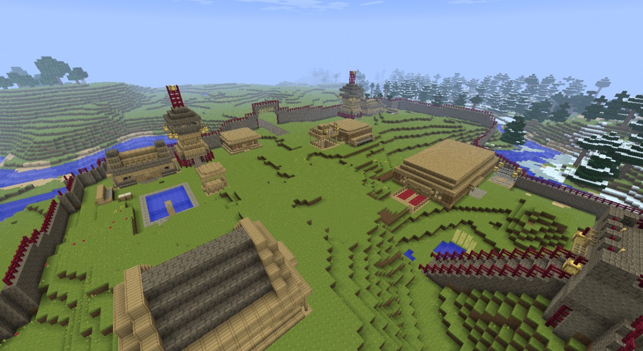 Imperial Walled city w/ basic village outside Minecraft Project