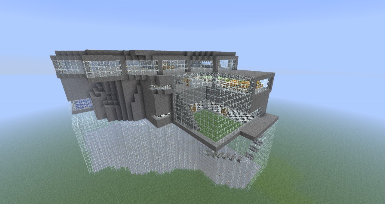 Stone and Glass mansion with working celing lights Minecraft Project