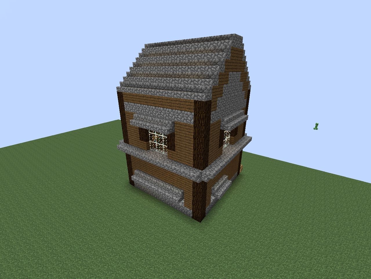 2 story house w/ attic. Wood / Cobble Minecraft Project
