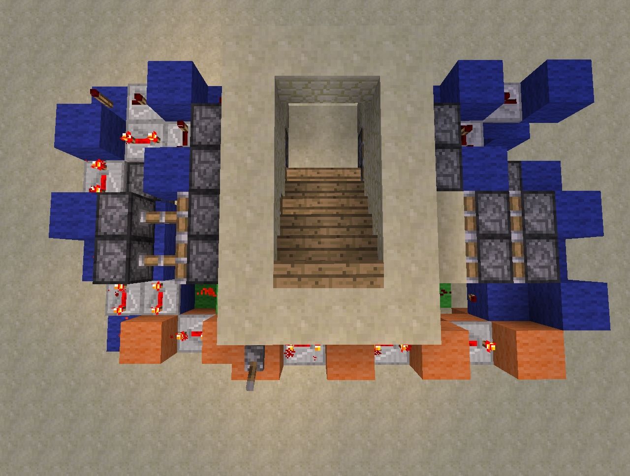 Minecraft 2 Wide Secret/Hidden Piston Stairs Tutorial [Super Compact