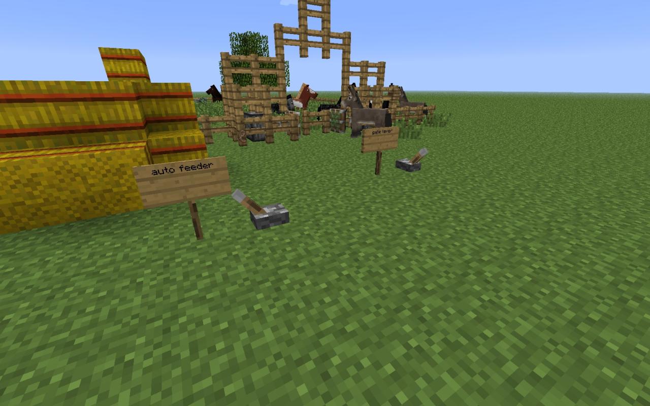 Horse Stable Redstone w/auto feeder and auto gate Minecraft Project