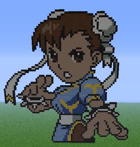 Chun Li (Street Fighter) Pixel Art Schematic Minecraft Project
