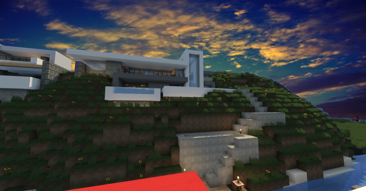 Modern hillside House Minecraft Project