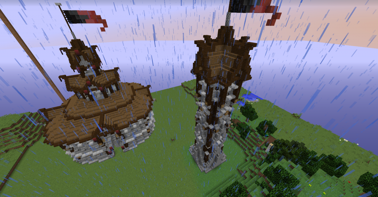 Medieval designed tower and circular piece Minecraft Project