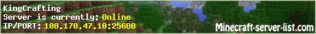 KingCrafting | Faction | iConomy | mcMMO | MobArena | 24/7 | KingCrafting | Faction | iConomy | mcMMO | MobArena | 24/7 |