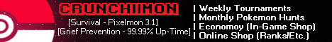 CrunchiiMon || Pixelmon, Survival, Economy, Grief Prevention || CrunchiiMon || Pixelmon, Survival, Economy, Grief Prevention ||