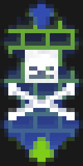 Lime and Blue White Skull