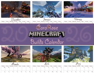 🗓 Minecraft Calendar 2026 - CaraRose Builds [Digital & Printable] FREE Minecraft Blog