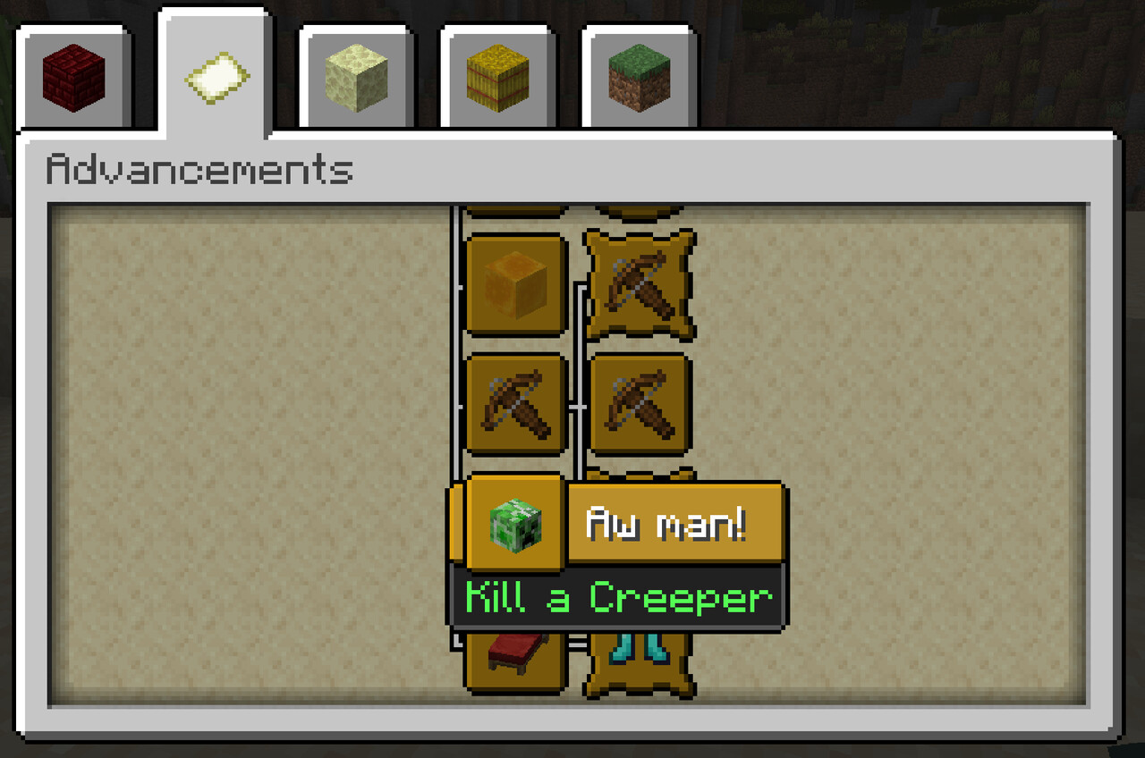 Aw man! [Kill a Creeper Advancement] Minecraft Data Pack