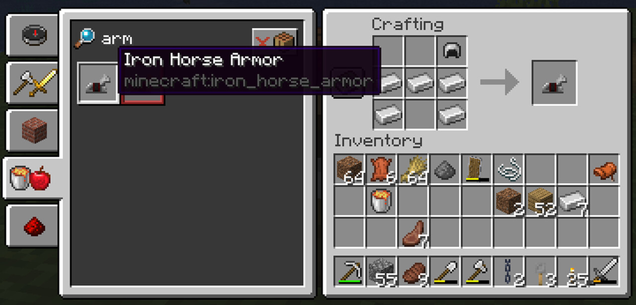 Saddle and Armor crafting with recipe book integration 1.16+ Minecraft