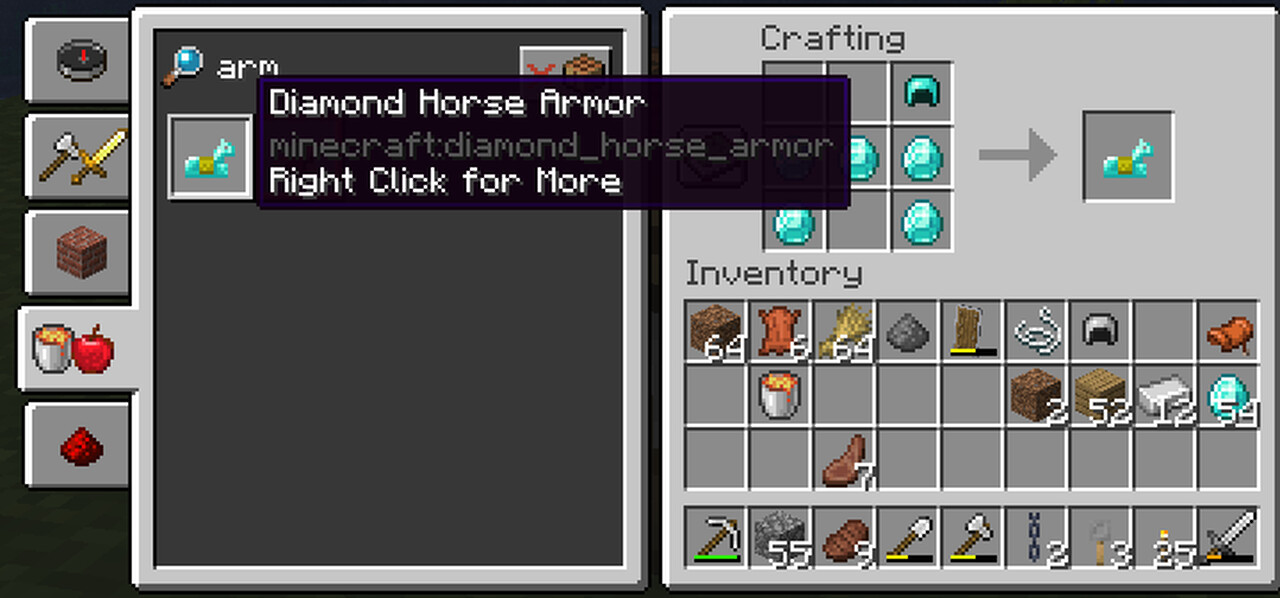 Saddle and Armor crafting with recipe book integration 1.16+ Minecraft