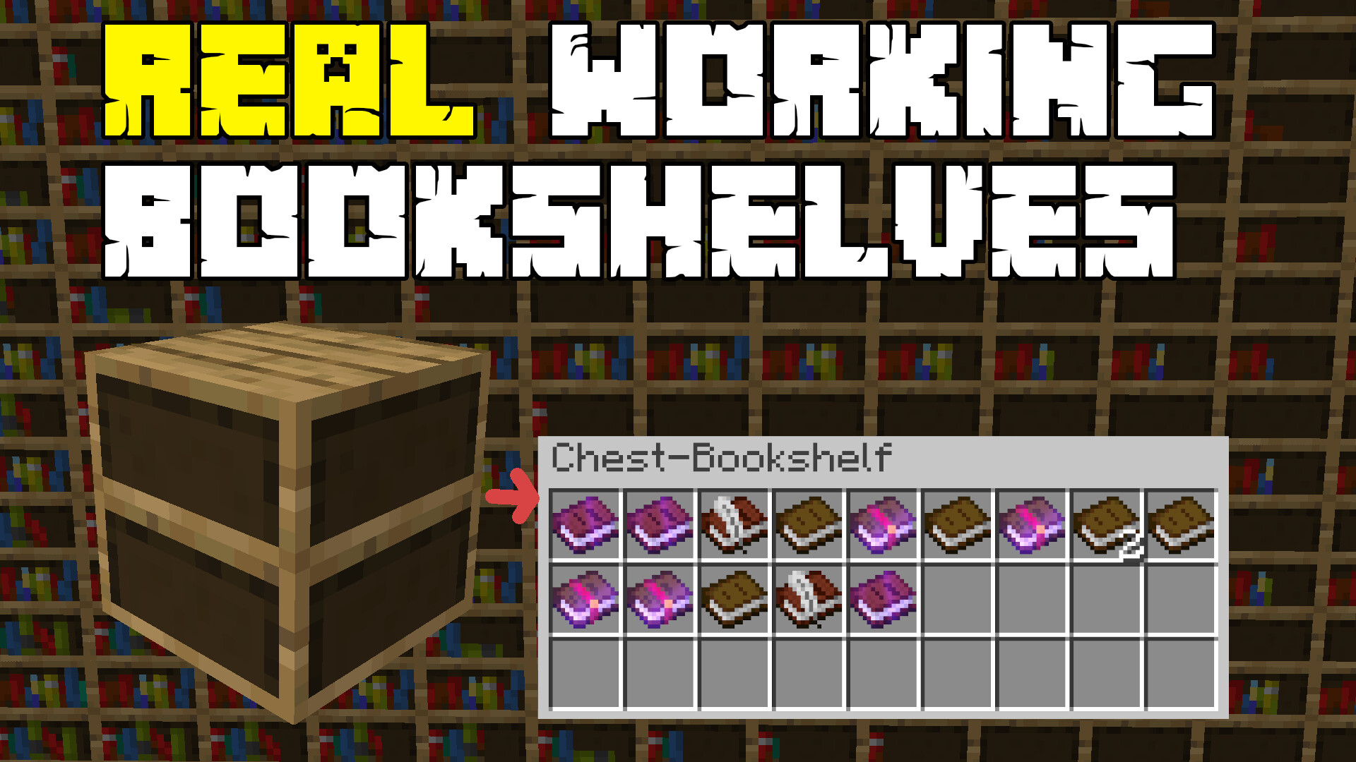 Real Working Bookshelves ChestBookshelf Datapack Minecraft Data Pack