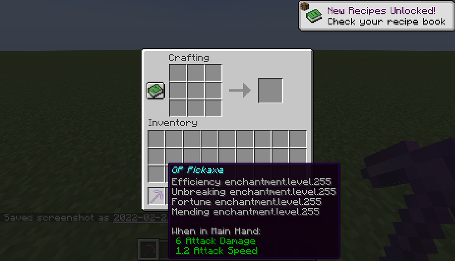Crafting An OP Pickaxe Minecraft Data Pack