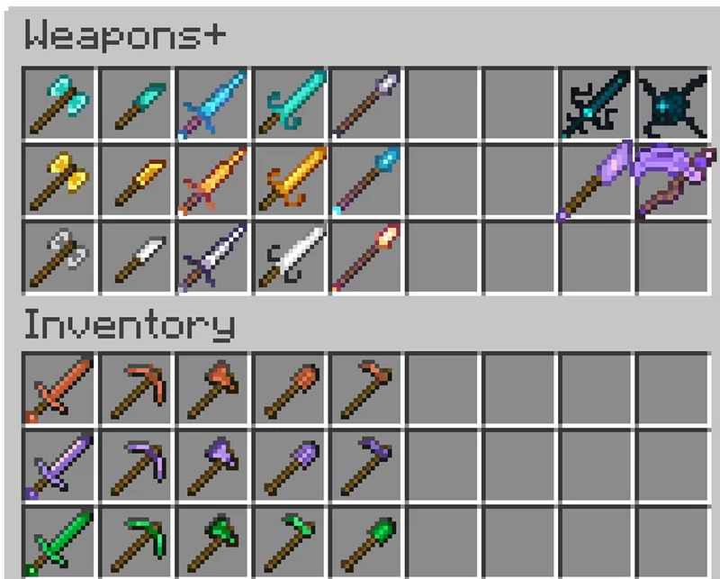 All the Weapons added in the Pack!