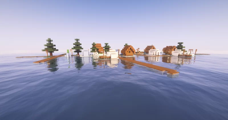 Vanilla villages in ocean
