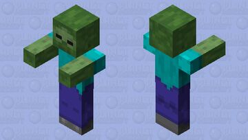 Standard Zombie Skin at 2x Resolution - Base Minecraft Mob Skin