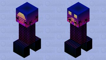 RetroWave Creeper Minecraft Mob Skin