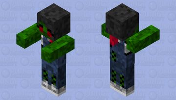 Susan w/ White & Red w/ Jeans Overalls (Zombie Ver.) Minecraft Mob Skin