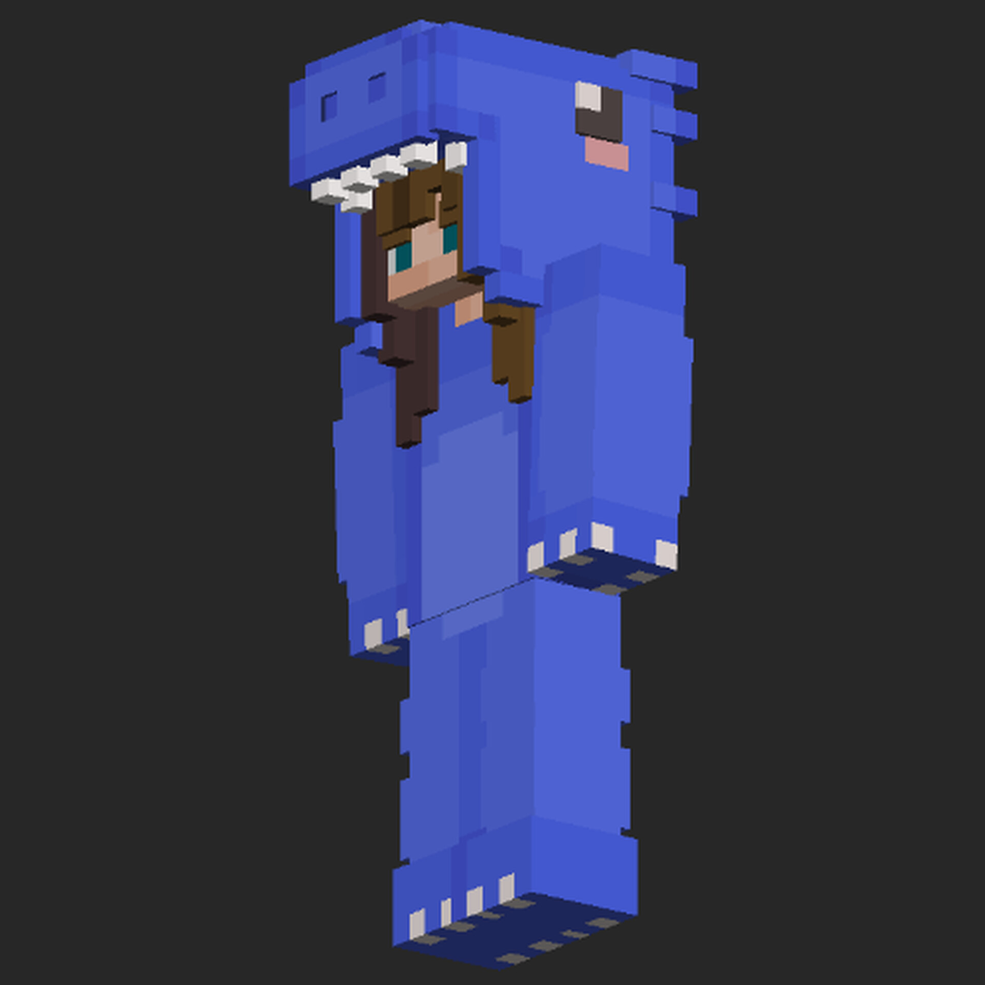 Blue Dino Girl Skin 3D skin for the Figura Mod Minecraft Mod