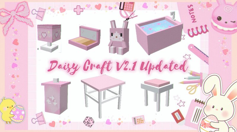 Daisy Craft Furniture Mod 1.21.114+ Update Mcpe ｡🧺🧼˚.𖧧 𑁍 𖧧.˚｡