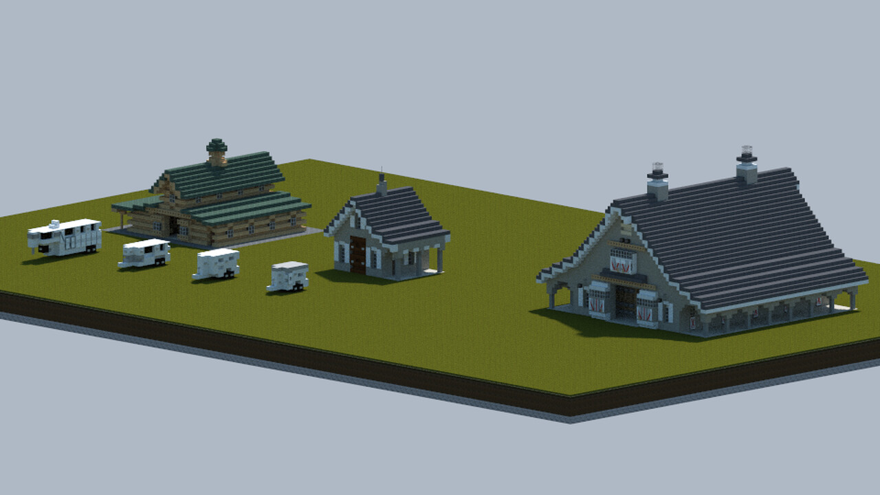 Dream's Horse barns, and trailers [Full interior, and download] Minecraft Map