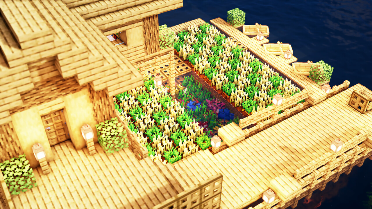 Minecraft How To Build a Survival Stilt Houses on water Minecraft Map