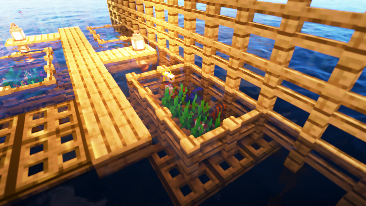 Minecraft How To Build a Survival Stilt Houses on water Minecraft Map
