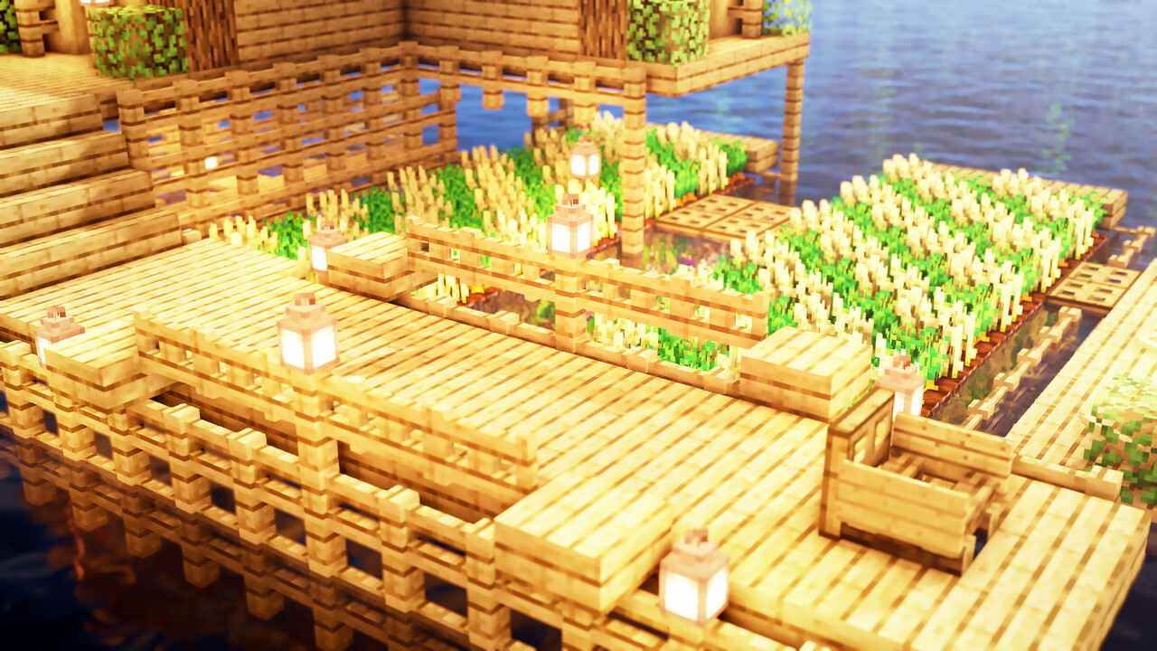 Minecraft How To Build a Survival Stilt Houses on water Minecraft Map