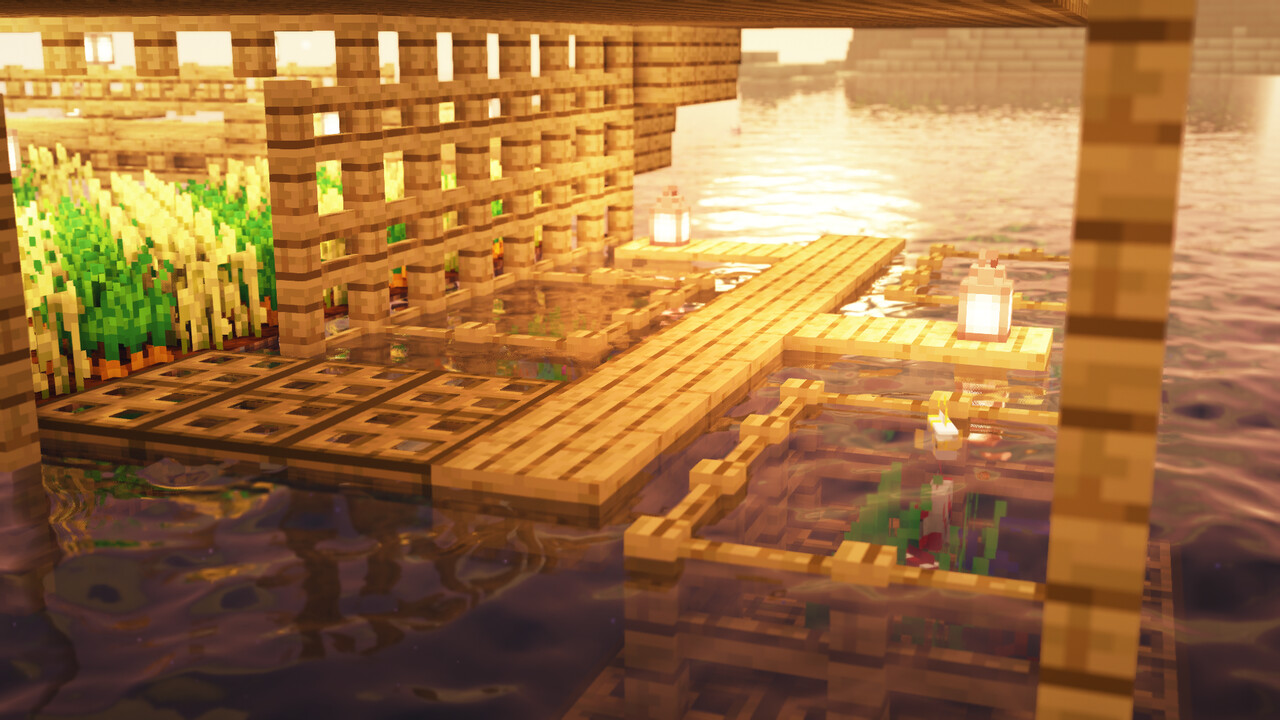 Minecraft How To Build a Survival Stilt Houses on water Minecraft Map