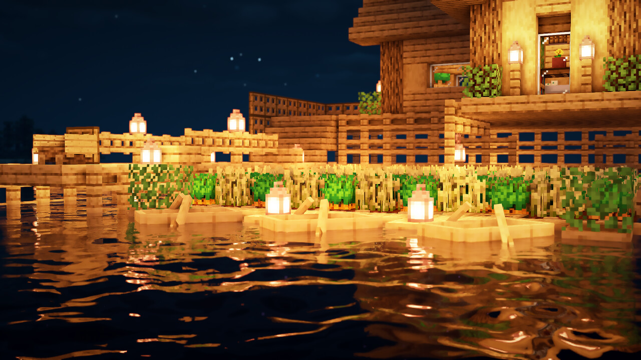 Minecraft How To Build a Survival Stilt Houses on water Minecraft Map