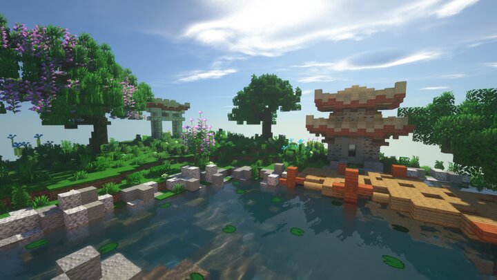 Japanese garden on a floating island