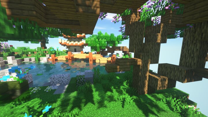 Japanese garden on a floating island Japanese garden on a floating island