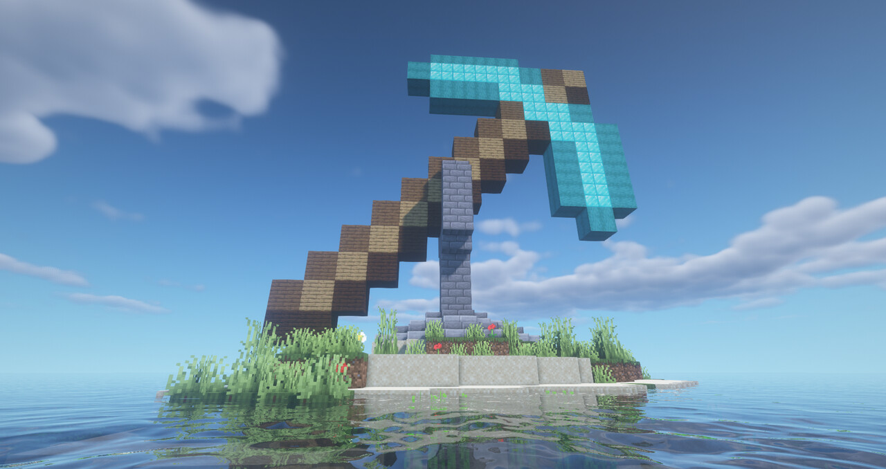 Schematic Statue Diamond Pickaxe Minecraft Map