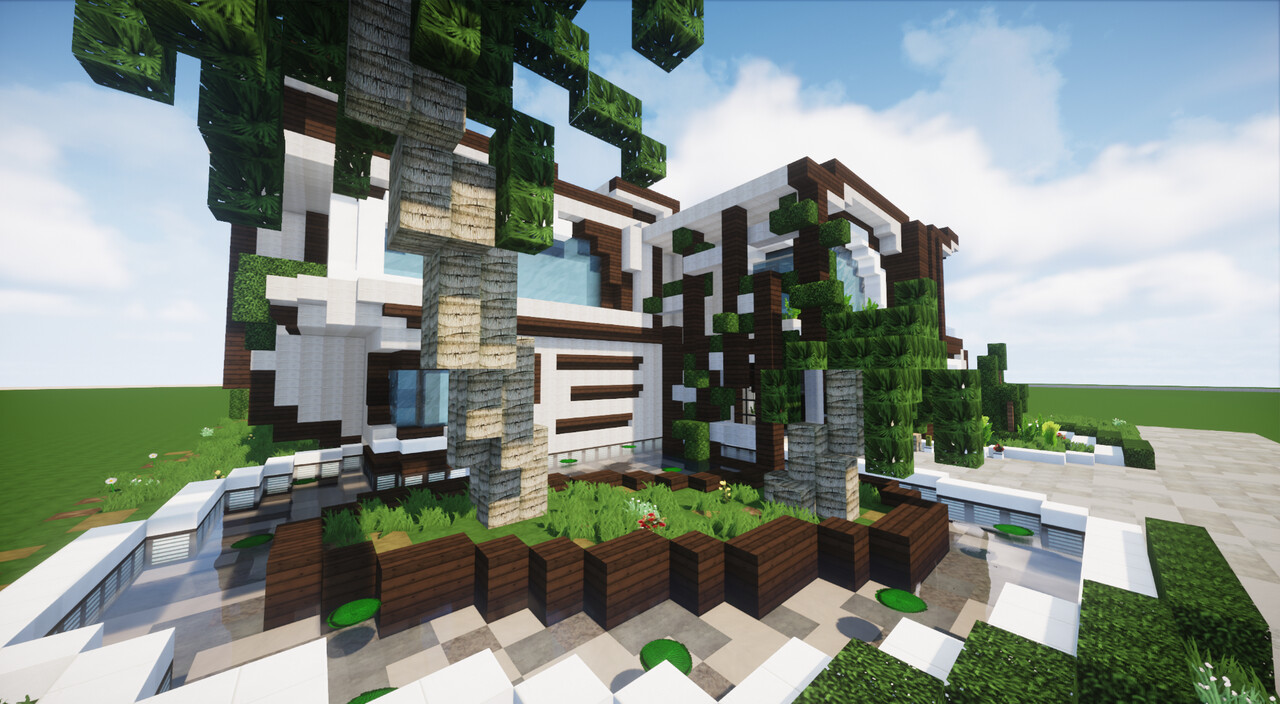 Futuristic house With interiors + download Minecraft Map