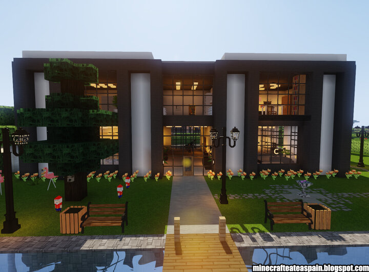 Minecrafteate Creations: White and Gray Modern House with garden in ...