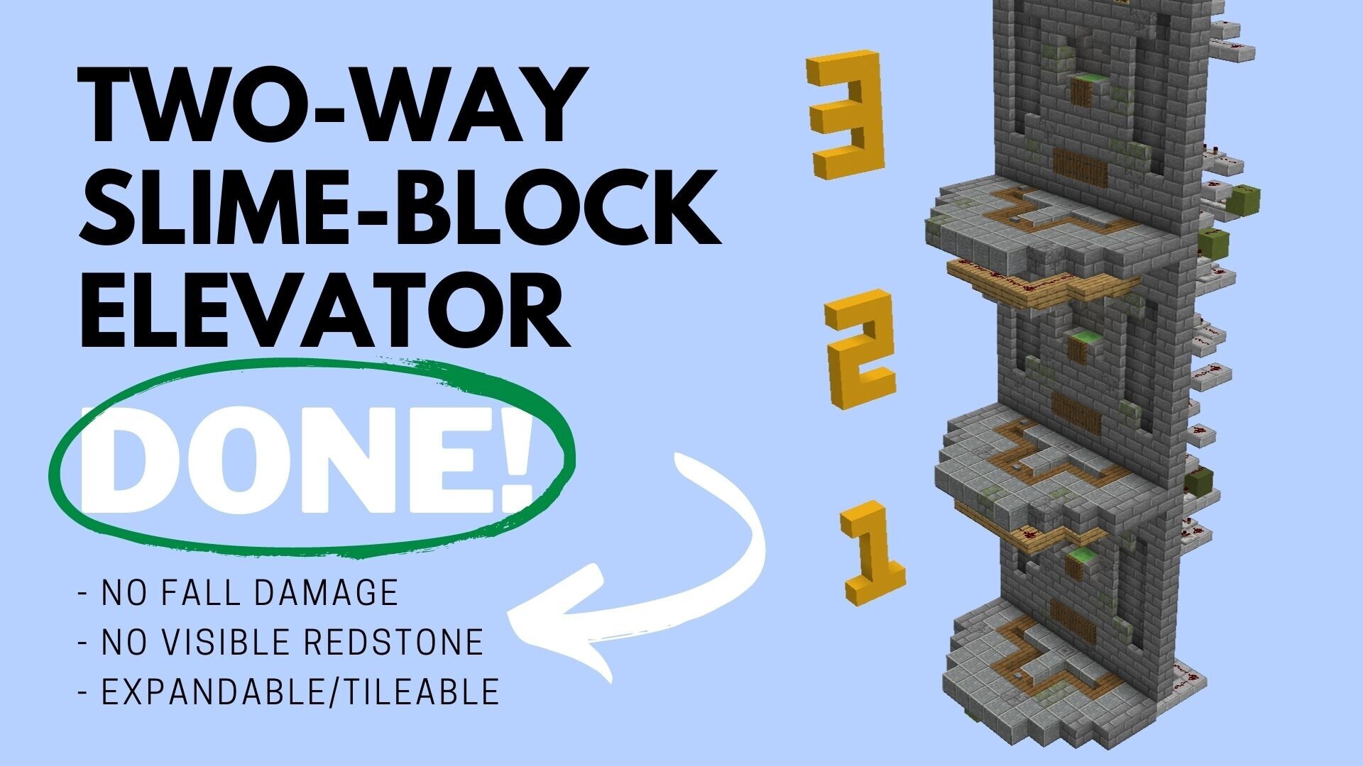 Flush SlimeBlock Elevator No Visible Redstone, No Fall Damage