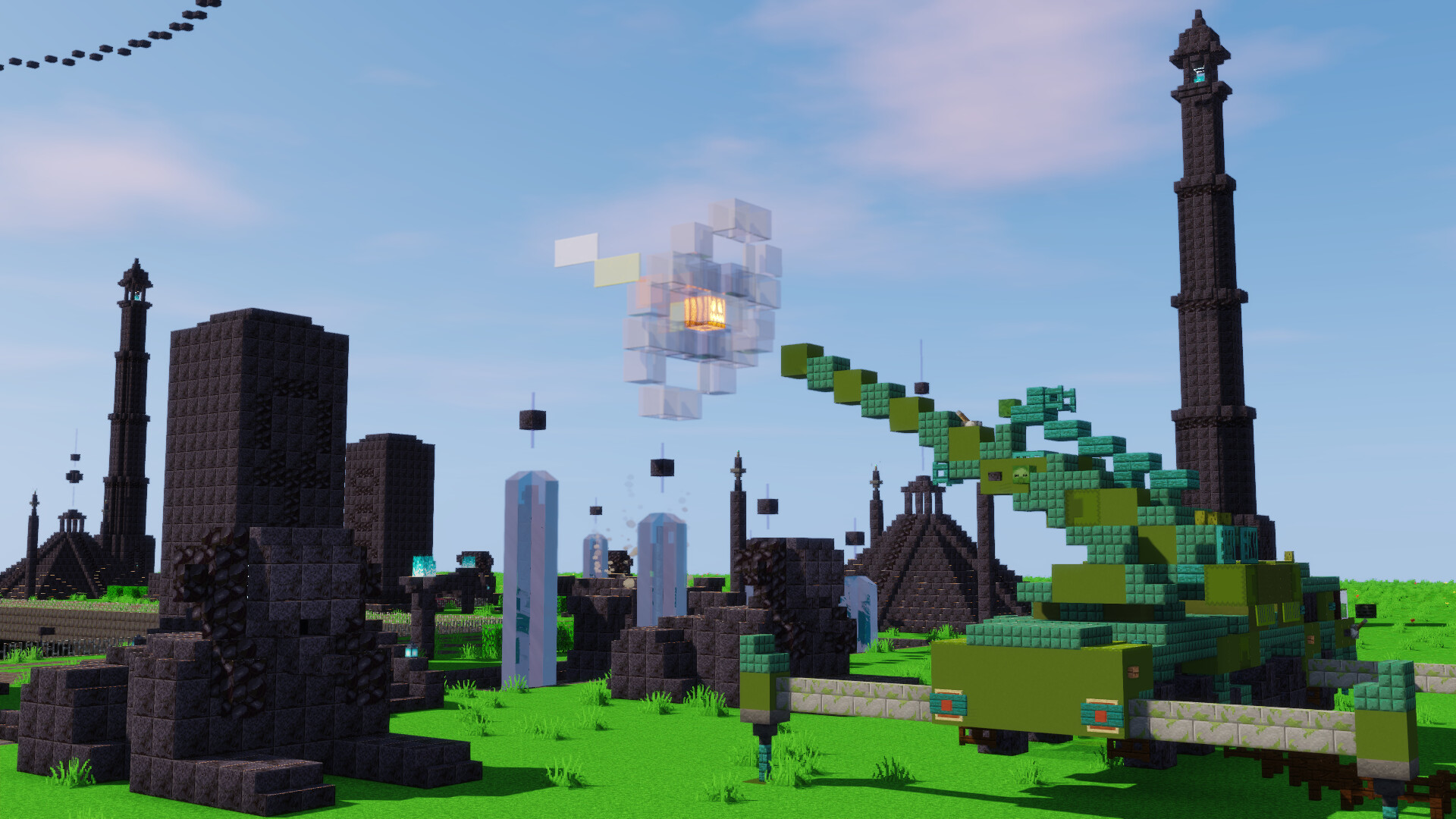 Truck-Mounted Railgun Shooting Alien Temple Complex Minecraft Map