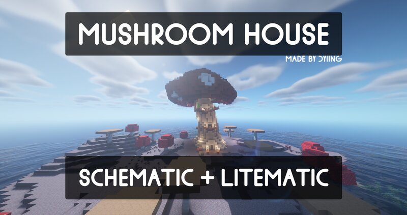 Mushroom House Schematic + Litematic | Fully Furnished Minecraft Map