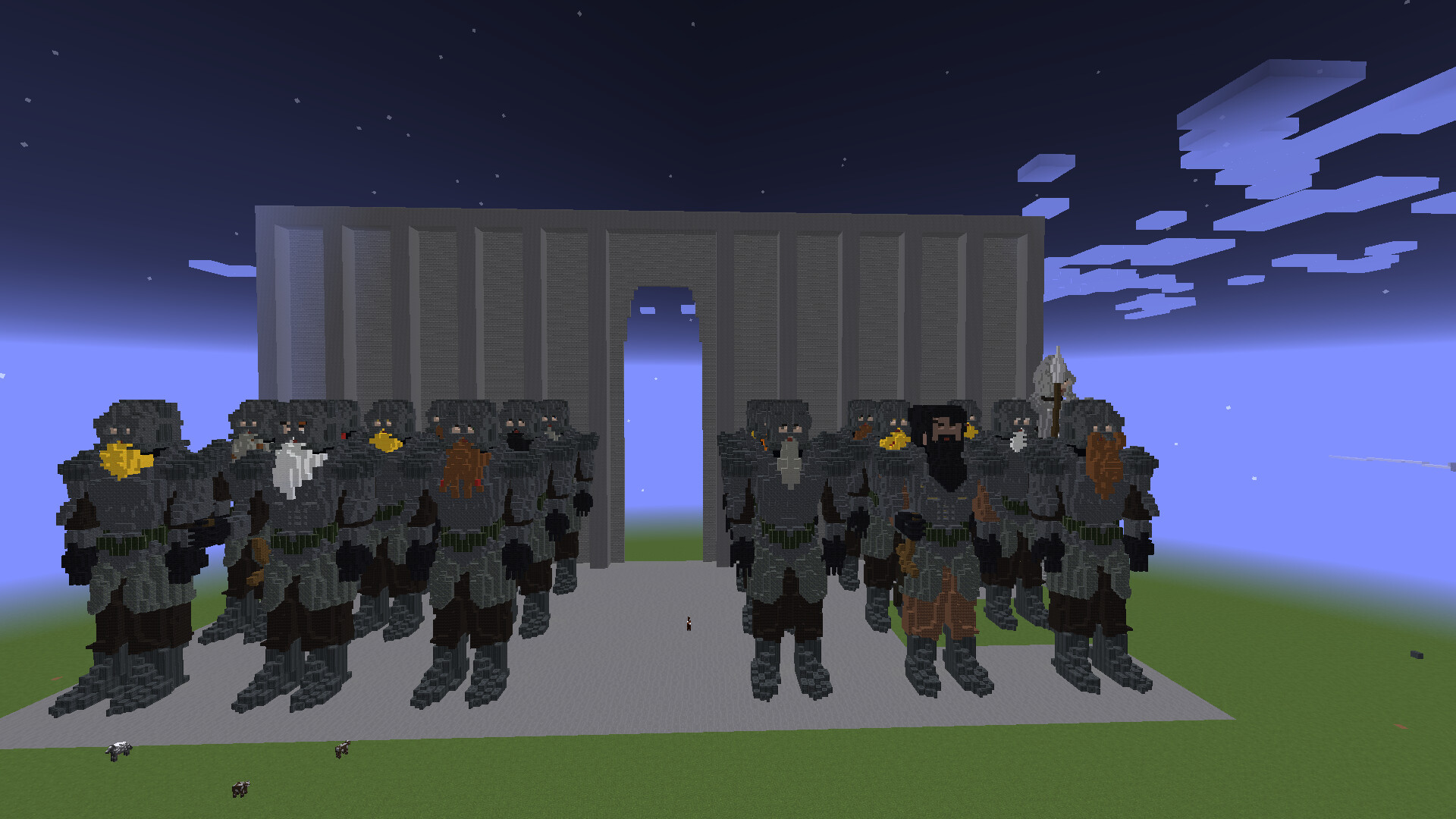 A last stand of Men and Elves + Statues. Minecraft Map