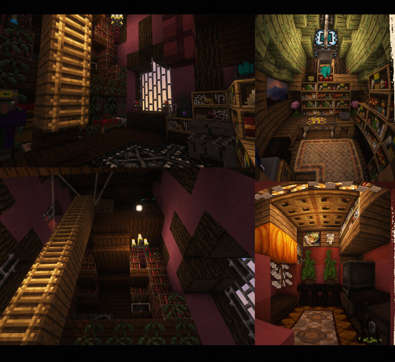Inside the Witches House + two house on Legs Minecraft Map