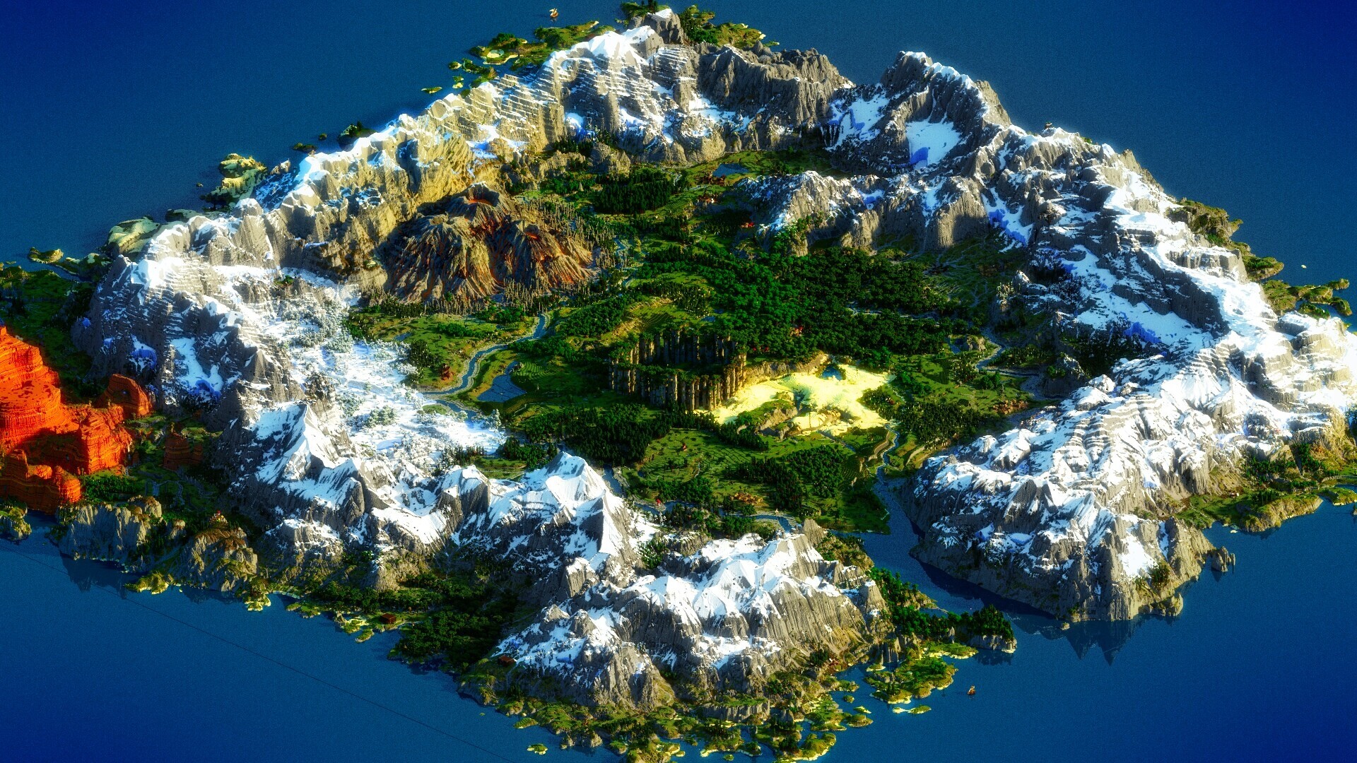 ⛰ Nekanlex - 4k, Mountain surrounded Island [1.19+ Download, Java Map ...