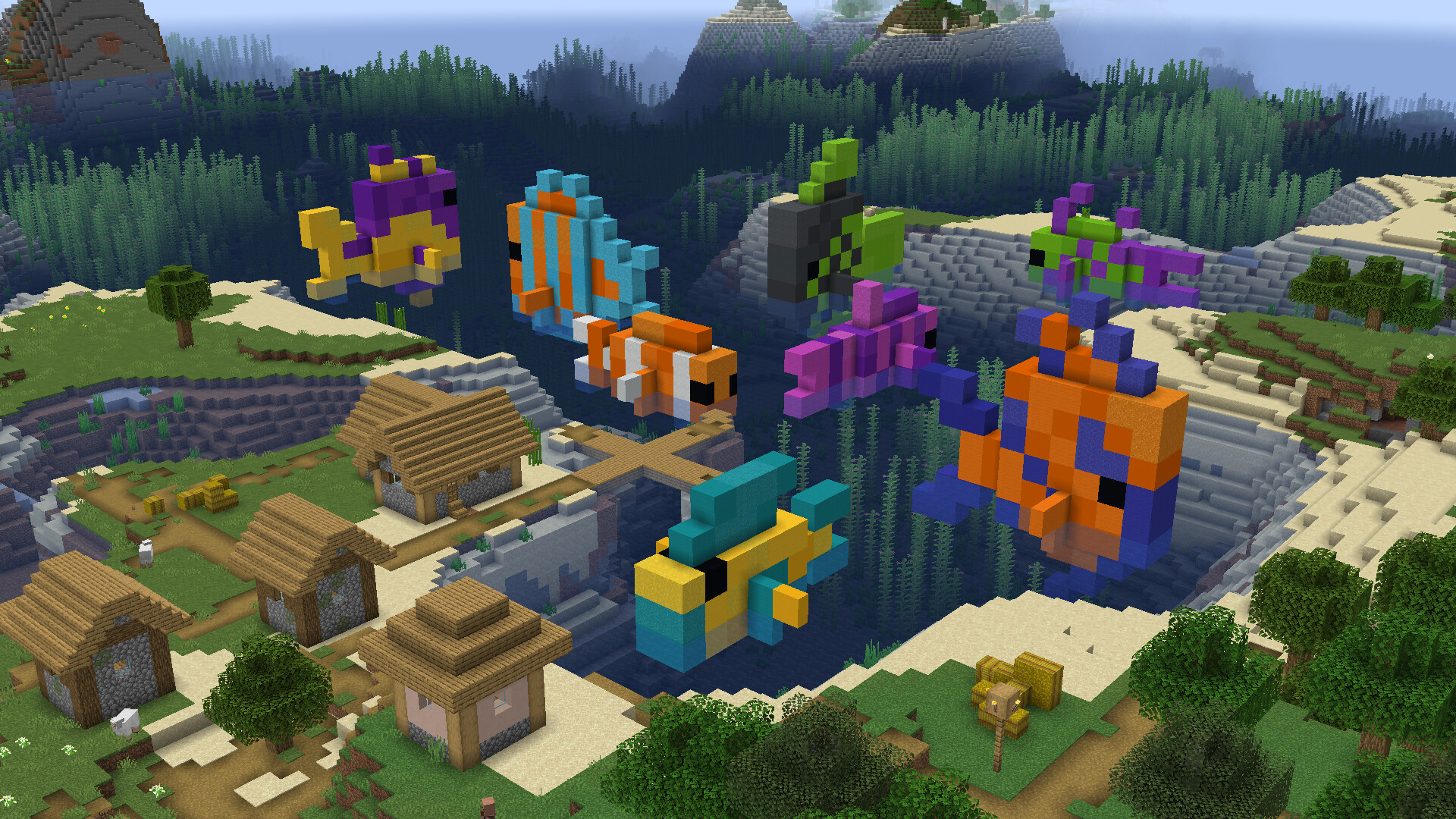 3072 Tropical Fish Mob Statues Minecraft Map
