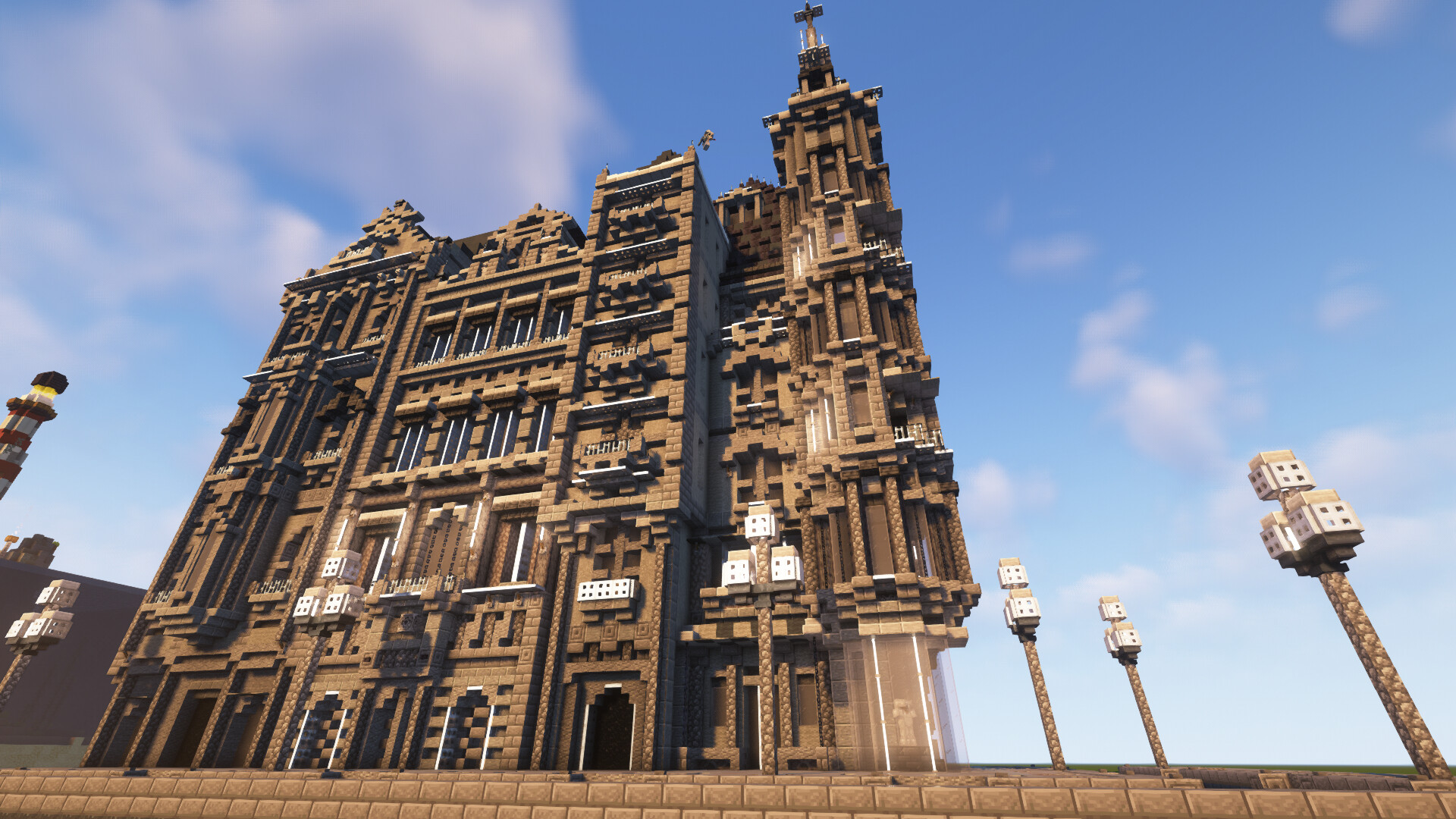 European Oldtown with only gray, black and white blocks Minecraft Map