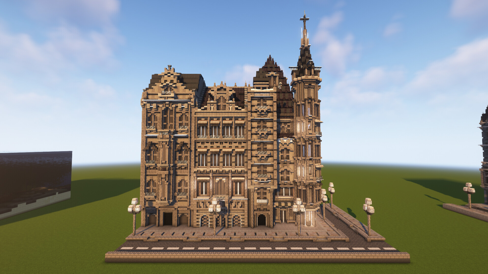 European Oldtown with only gray, black and white blocks Minecraft Map