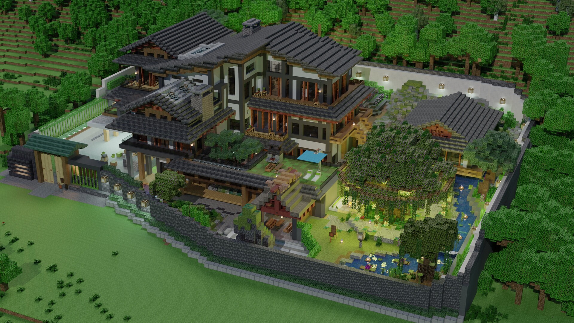 Zenstyle Japanese inspired modern house Minecraft Map