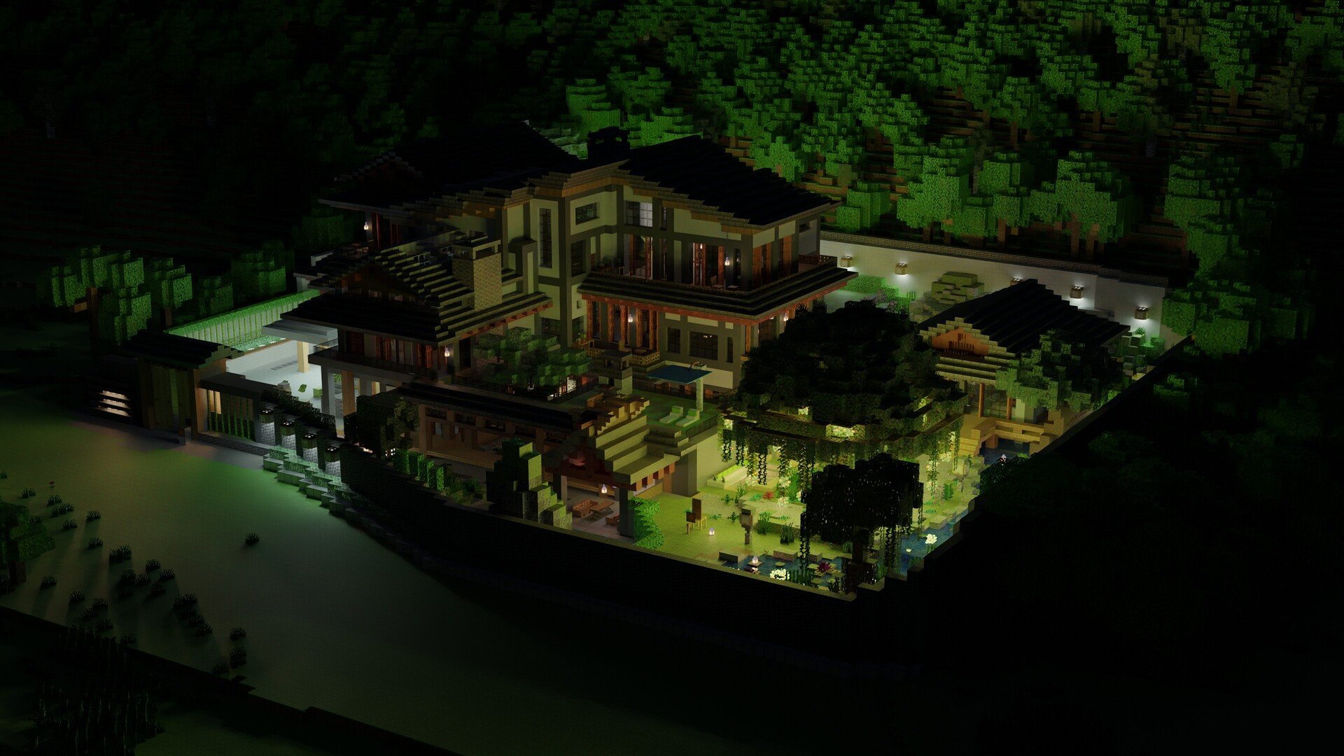 Zenstyle Japanese inspired modern house Minecraft Map