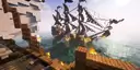 pirate ship on fire side view