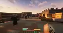 Caravan workers in the hub.