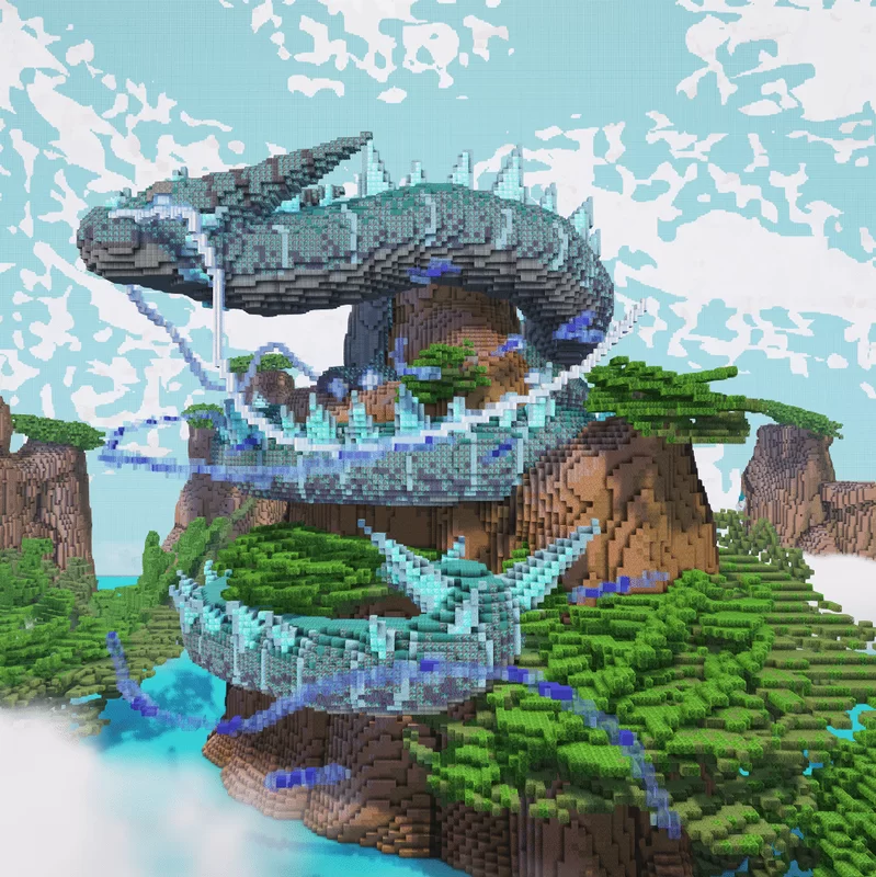 dragon drawing made into build Minecraft Map